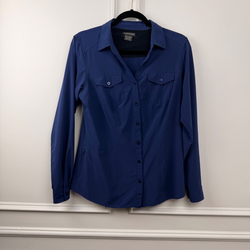 ExOfficio Womens Blue Long Sleeve Ventilated Hiking Travel Shirt ESCC-40 Size M